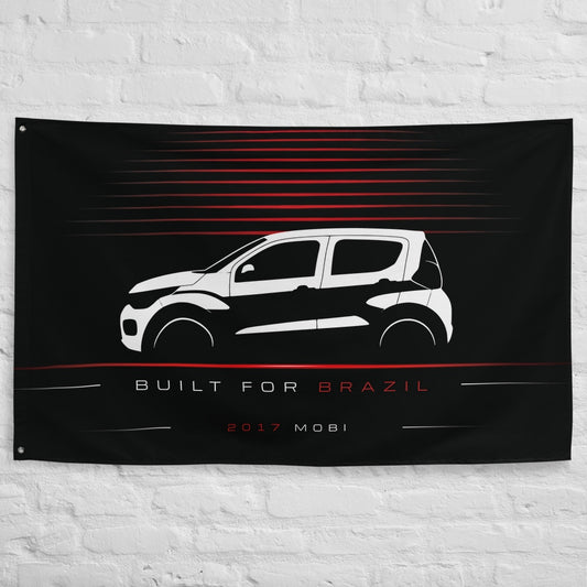 Fiat Mobi 2017 car silhouette flag - White Brick Wall