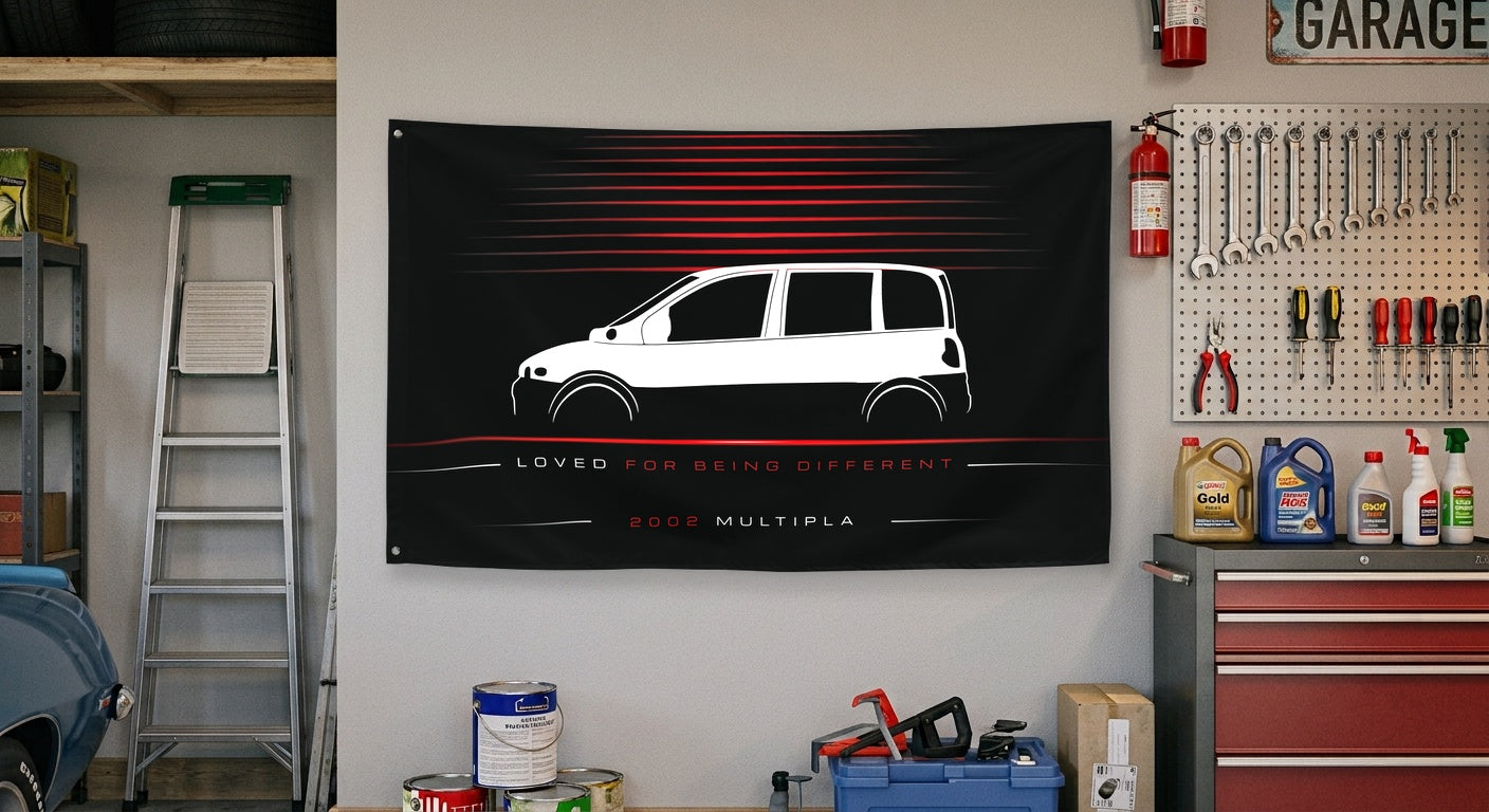 Fiat Multipla 2002 car silhouette flag - Garage Wall