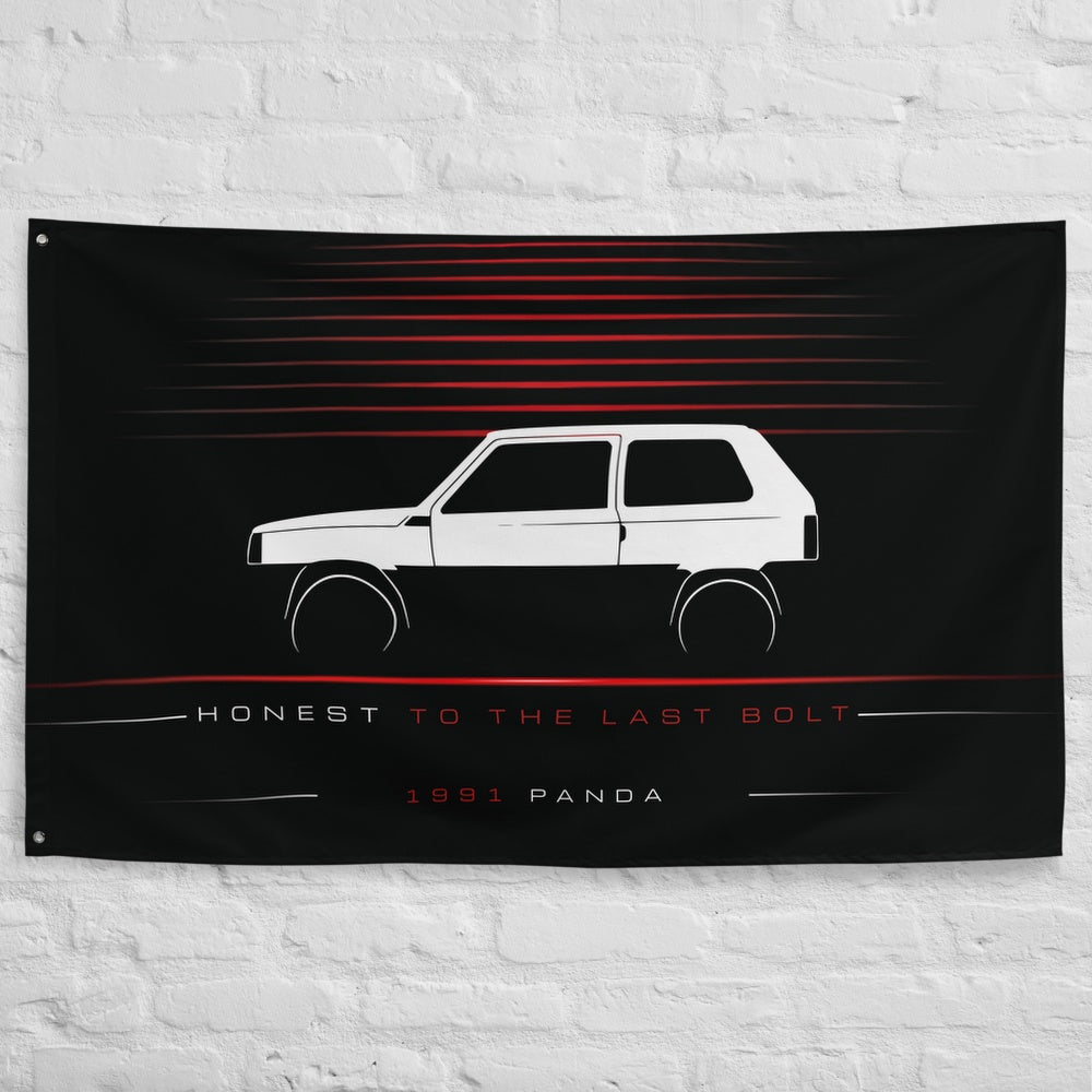 Fiat Panda 1991 car silhouette flag - White Brick Wall