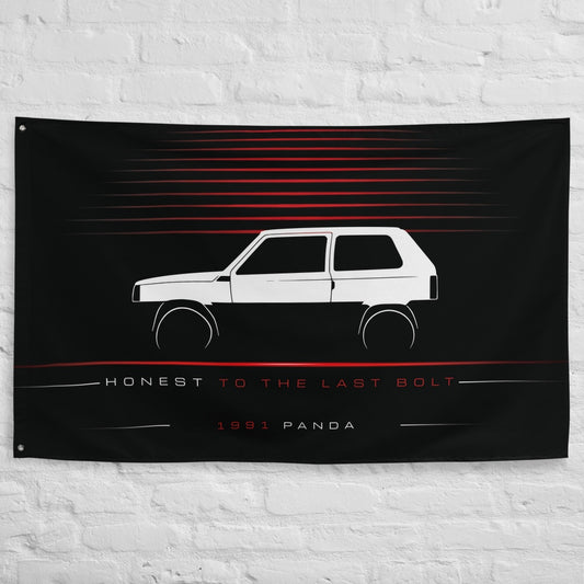 Fiat Panda 1991 car silhouette flag - White Brick Wall