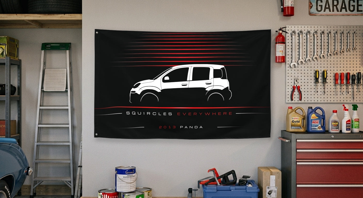 Fiat Panda 2013 car silhouette flag - Garage Wall