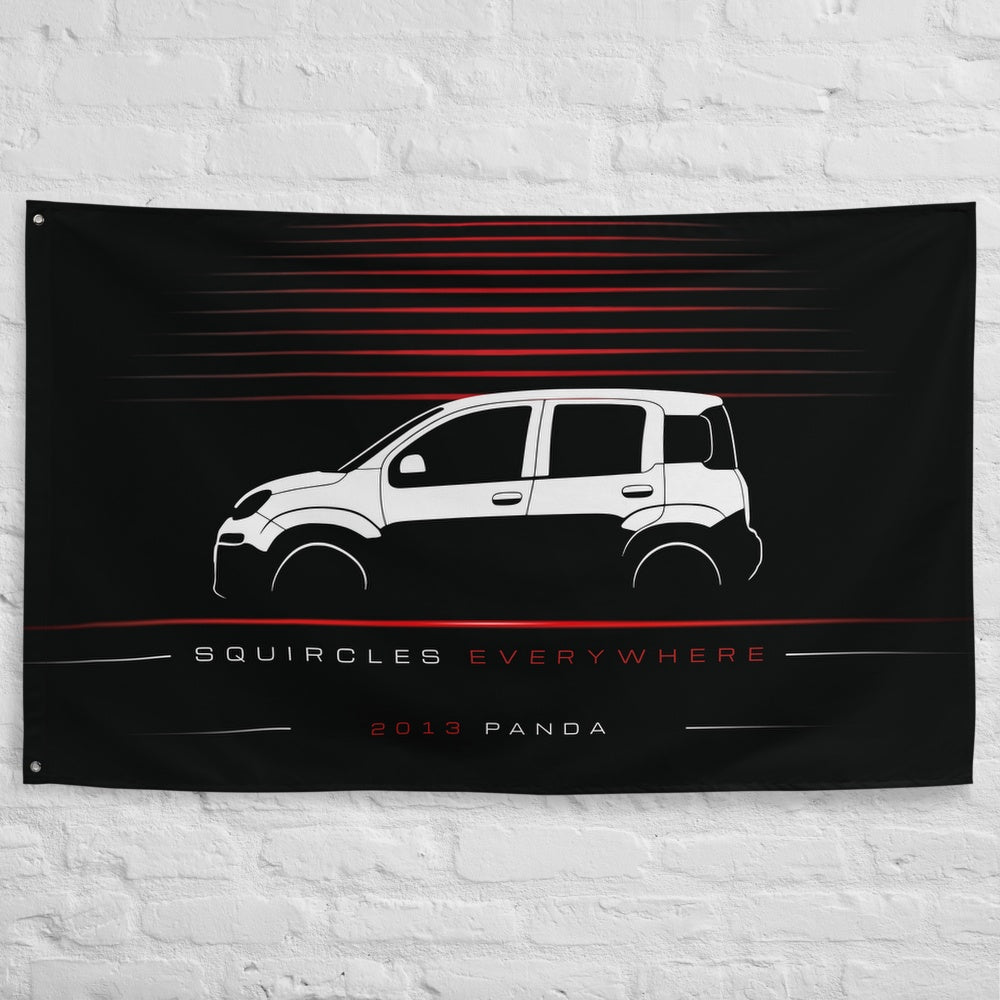 Fiat Panda 2013 car silhouette flag - White Brick Wall