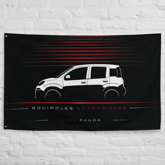 Fiat Panda 2013 car silhouette flag - White Brick Wall