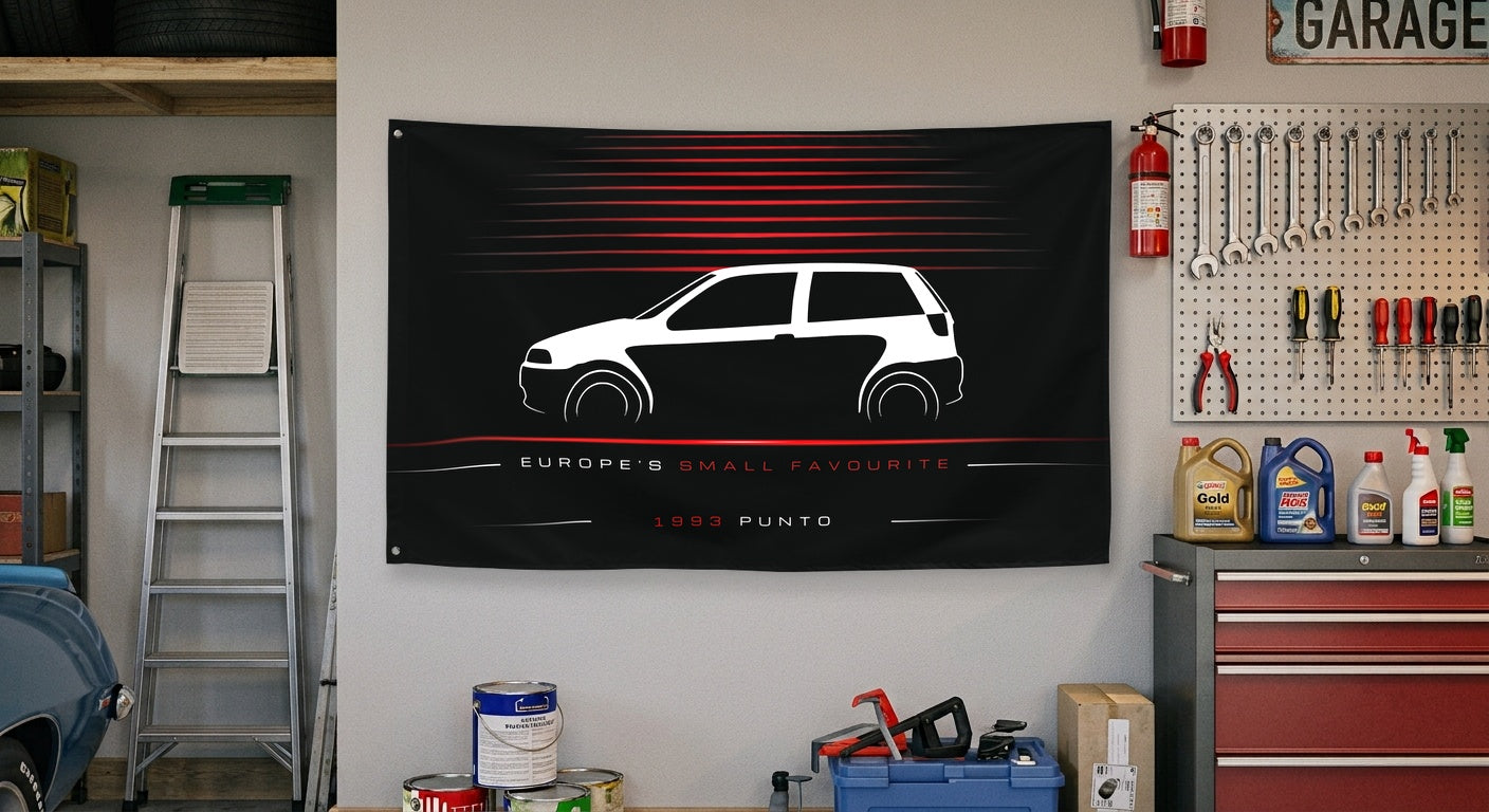 Fiat Punto 1993 car silhouette flag - Garage Wall