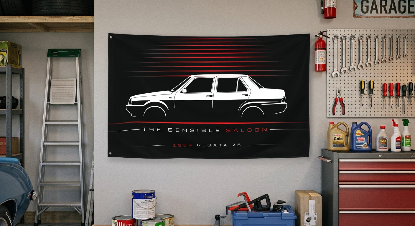 Fiat Regata 75 1984 car silhouette flag - Garage Wall