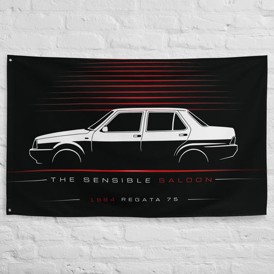 Fiat Regata 75 1984 car silhouette flag - White Brick Wall