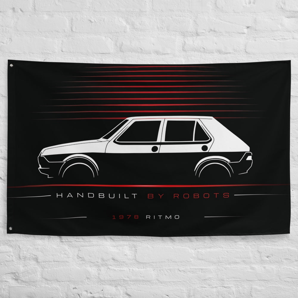Fiat Ritmo 1978 car silhouette flag - White Brick Wall