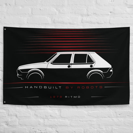 Fiat Ritmo 1978 car silhouette flag - White Brick Wall