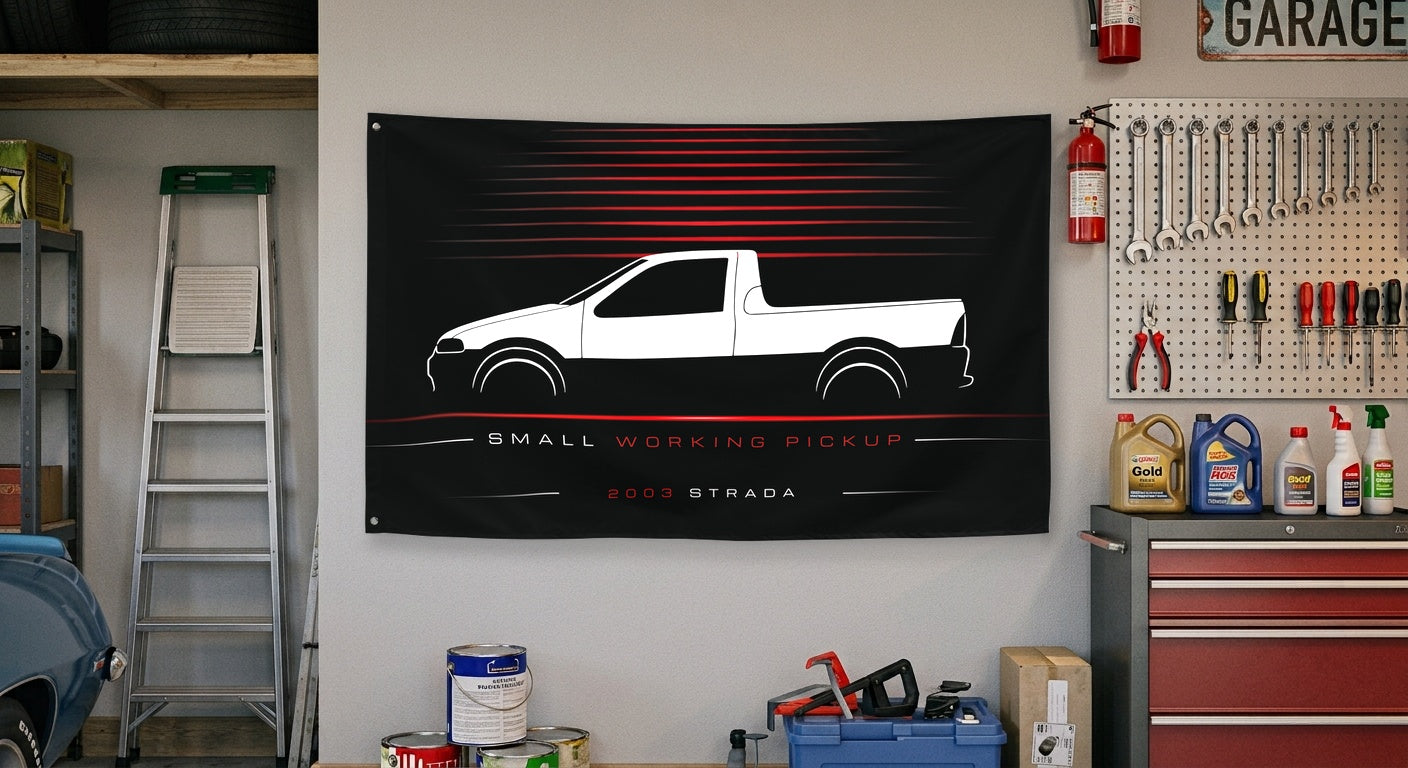Fiat Strada 2003 car silhouette flag - Garage Wall