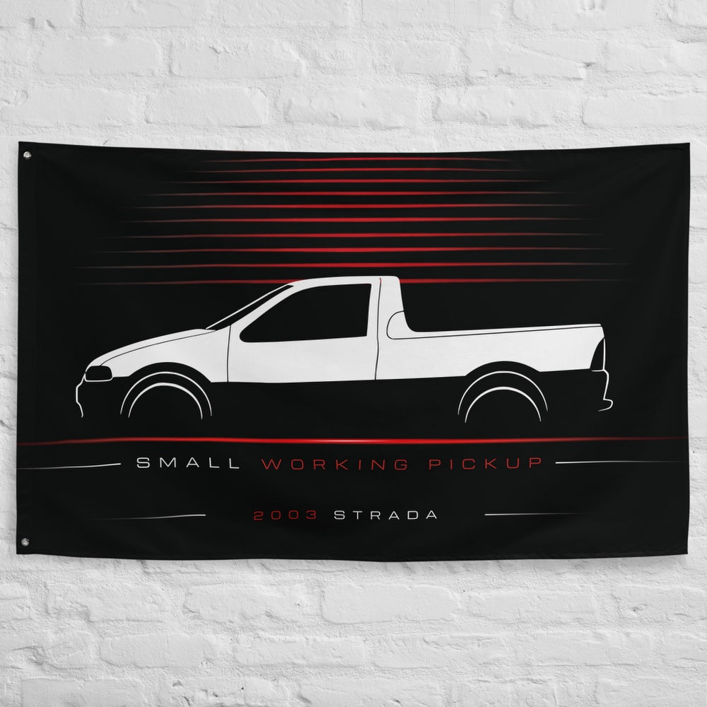 Fiat Strada 2003 car silhouette flag - White Brick Wall