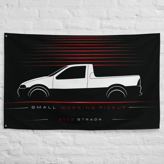 Fiat Strada 2003 car silhouette flag - White Brick Wall