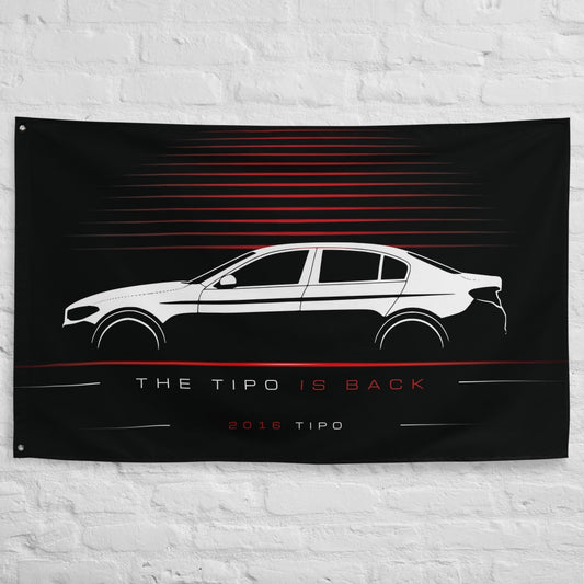 Fiat Tipo 2016 car silhouette flag - White Brick Wall