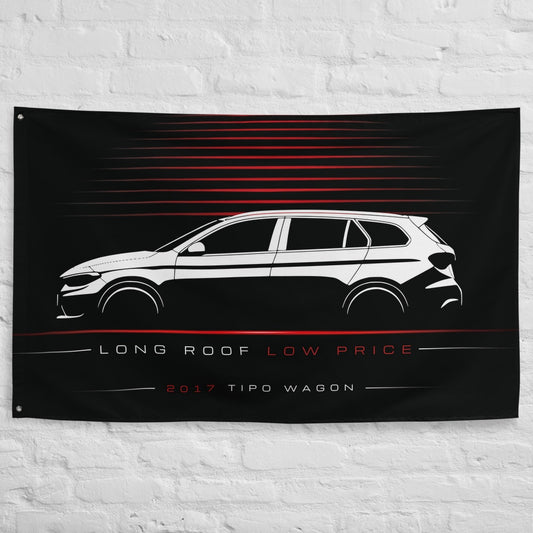 Fiat Tipo Station Wagon 2017 car silhouette flag - White Brick Wall