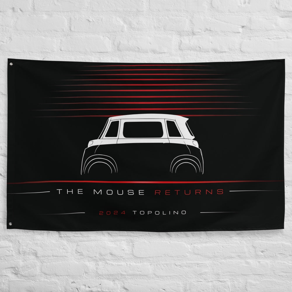Fiat Topolino 2024 car silhouette flag - White Brick Wall