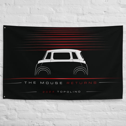 Fiat Topolino 2024 car silhouette flag - White Brick Wall