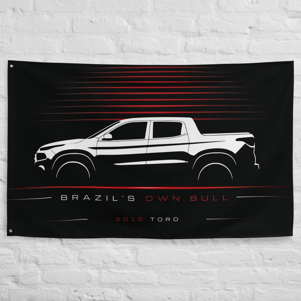 Fiat Toro 2016 car silhouette flag - White Brick Wall
