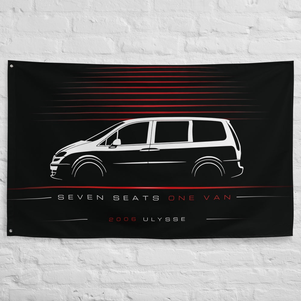Fiat Ulysse 2006 car silhouette flag - White Brick Wall