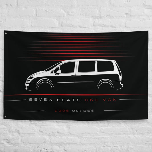 Fiat Ulysse 2006 car silhouette flag - White Brick Wall