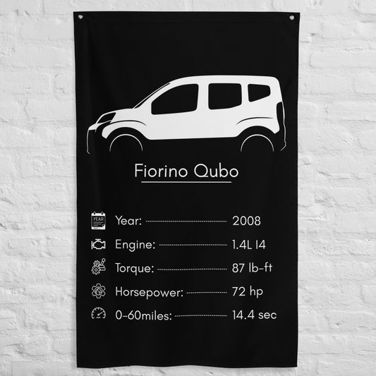 Fiat Fiorino Qubo 2008 car silhouette spec flag - White Brick Wall