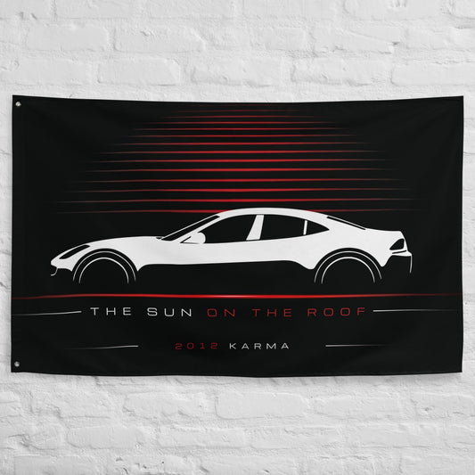 Fisker Karma 2012 car silhouette flag - White Brick Wall