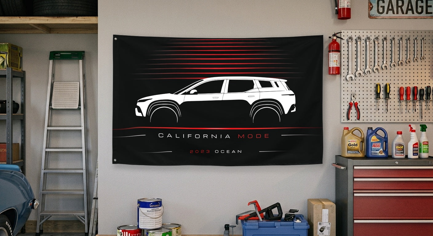 Fisker Ocean 2023 car silhouette flag - Garage Wall