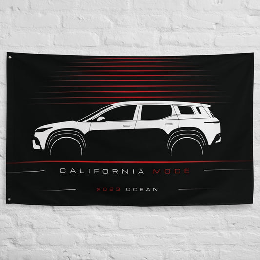 Fisker Ocean 2023 car silhouette flag - White Brick Wall