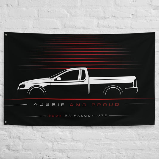 Ford BA Falcon Ute 2004 car silhouette flag - White Brick Wall