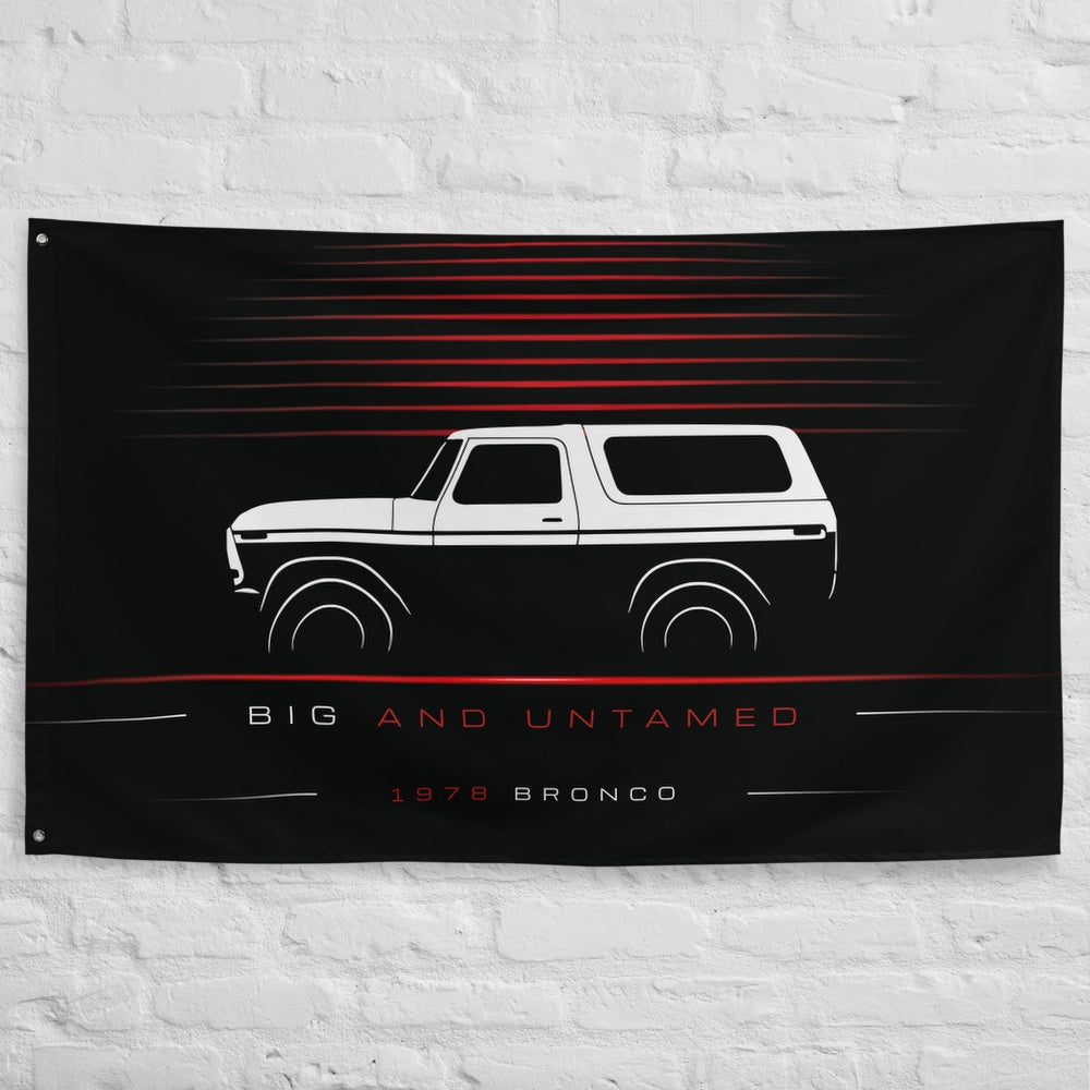 Ford Bronco 1978 car silhouette flag - White Brick Wall