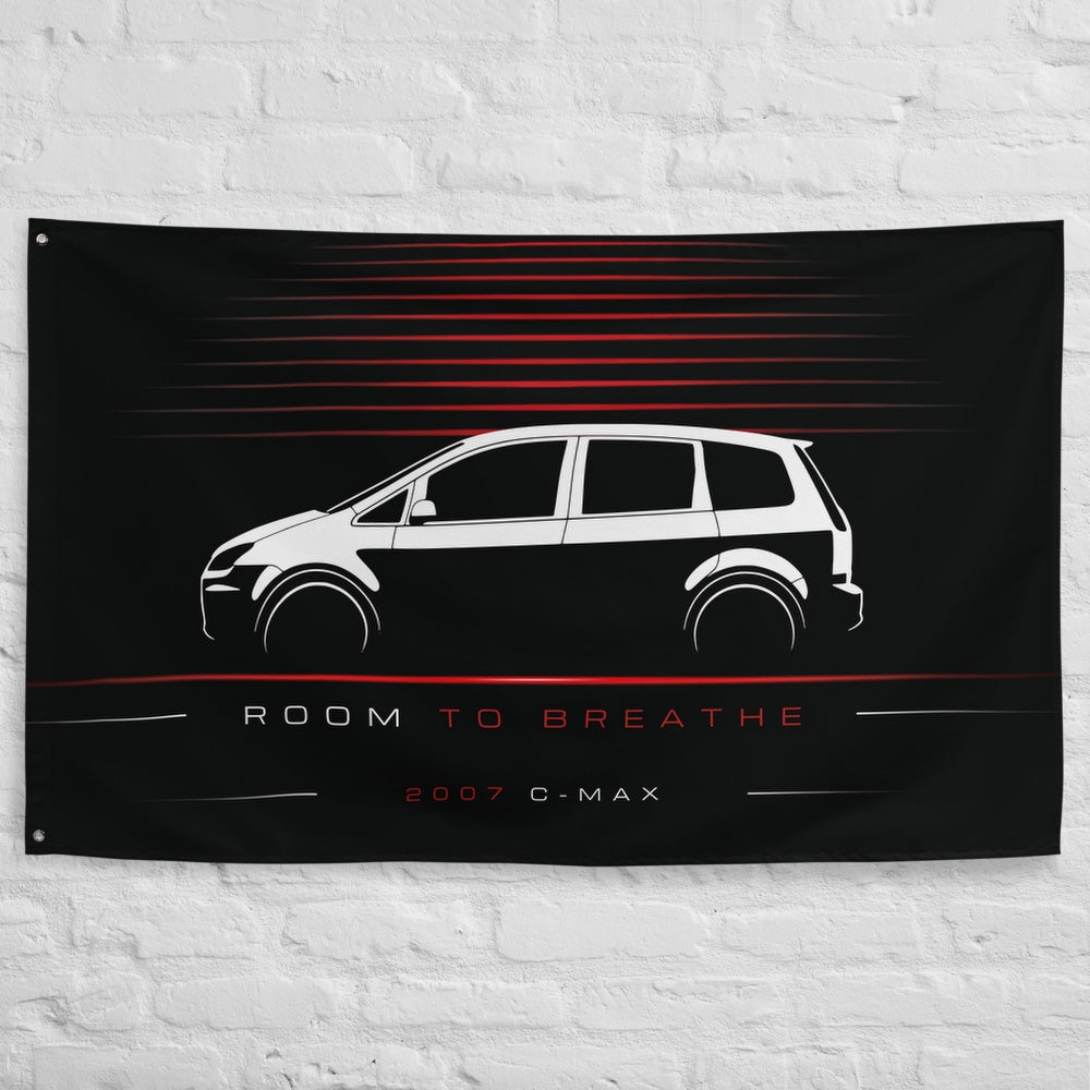 Ford C-MAX 2007 car silhouette flag - White Brick Wall