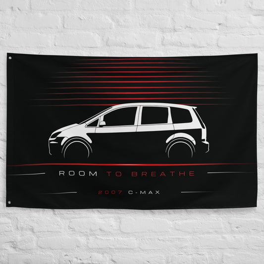 Ford C-MAX 2007 car silhouette flag - White Brick Wall