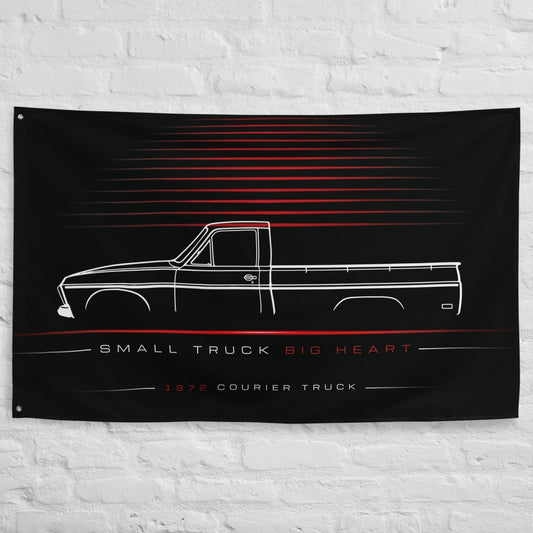 Ford Courier Truck 1972 car silhouette flag - White Brick Wall