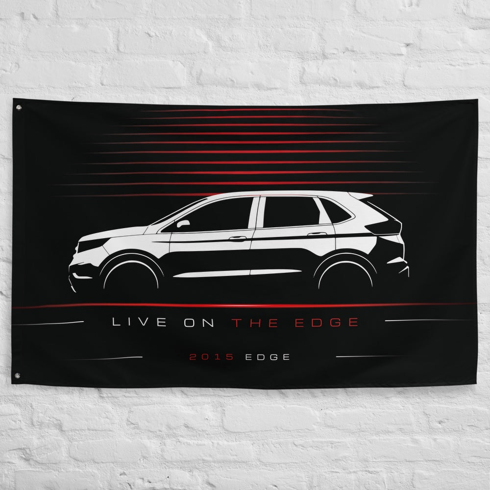 Ford Edge 2015 car silhouette flag - White Brick Wall
