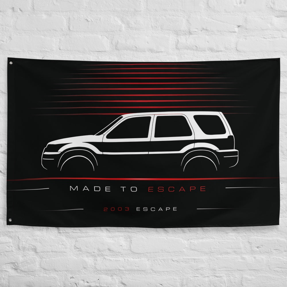 Ford Escape 2003 car silhouette flag - White Brick Wall