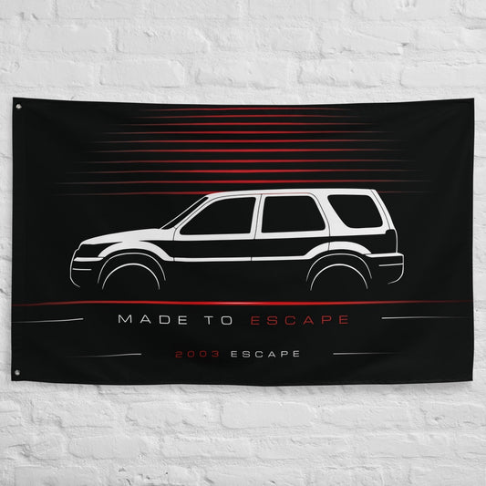 Ford Escape 2003 car silhouette flag - White Brick Wall