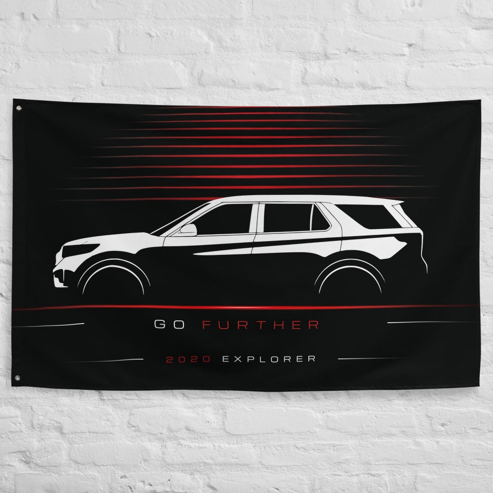Ford Explorer 2020 car silhouette flag - White Brick Wall