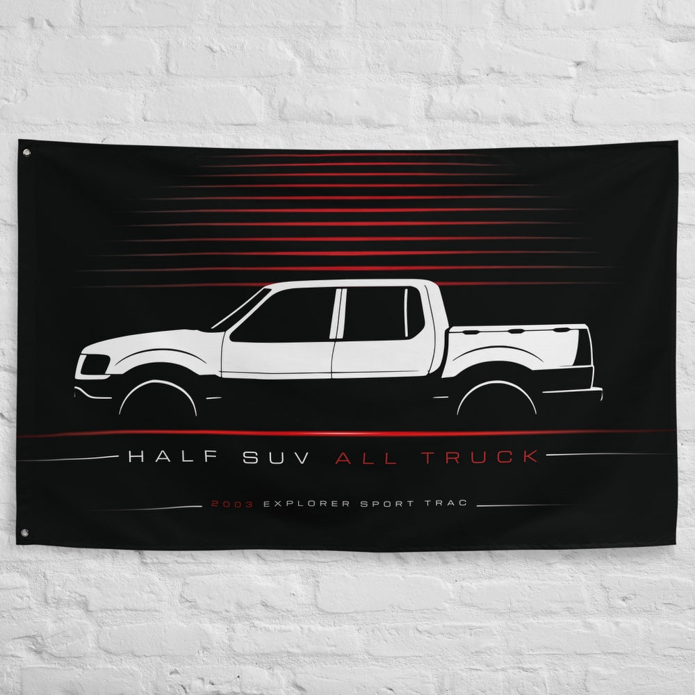 Ford Explorer Sport Trac 2003 car silhouette flag - White Brick Wall
