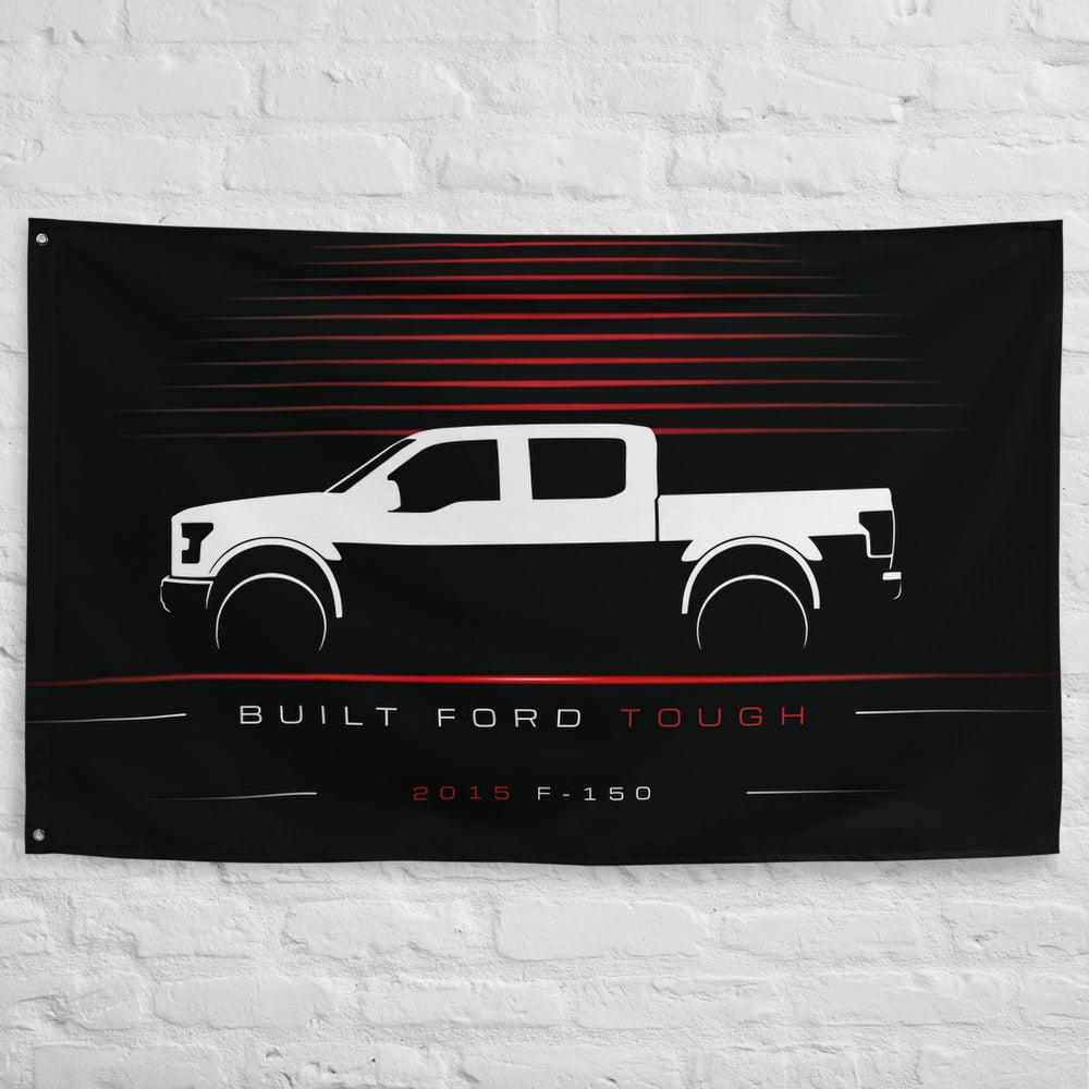 Ford F-150 2015 car silhouette flag - White Brick Wall