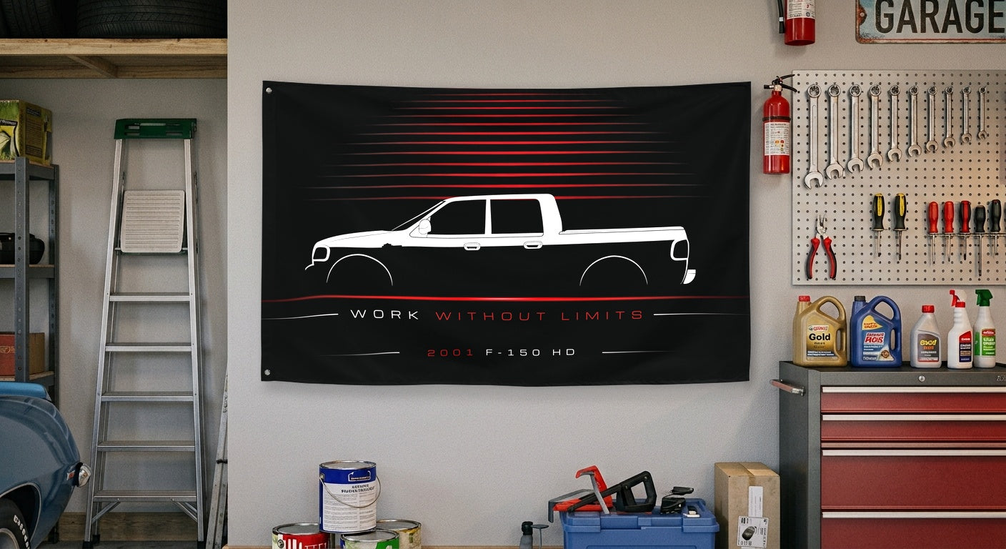 Ford F-150 HD 2001 car silhouette flag - Garage Wall