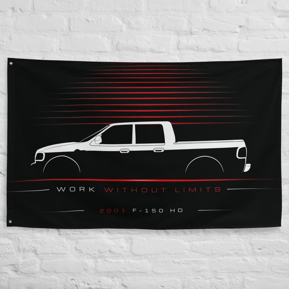 Ford F-150 HD 2001 car silhouette flag - White Brick Wall
