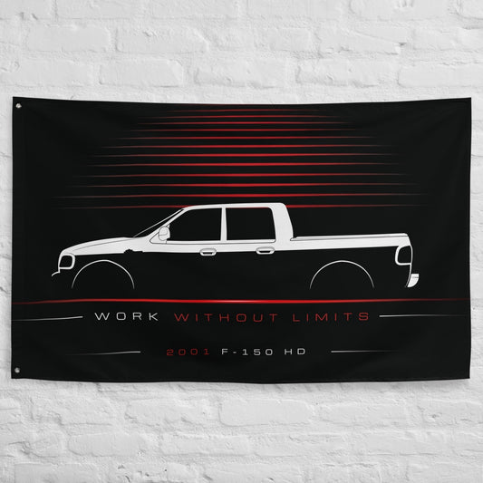 Ford F-150 HD 2001 car silhouette flag - White Brick Wall
