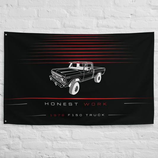 Ford F150 Truck 1976 car silhouette flag - White Brick Wall