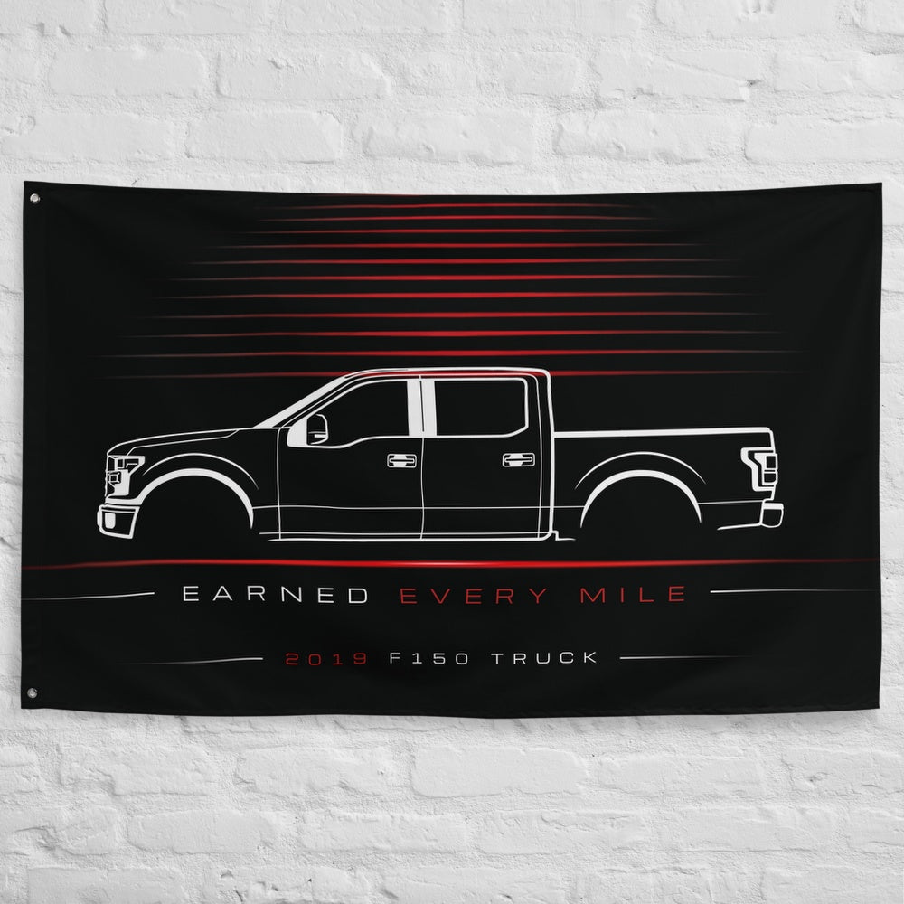 Ford F150 Truck 2019 car silhouette flag - White Brick Wall