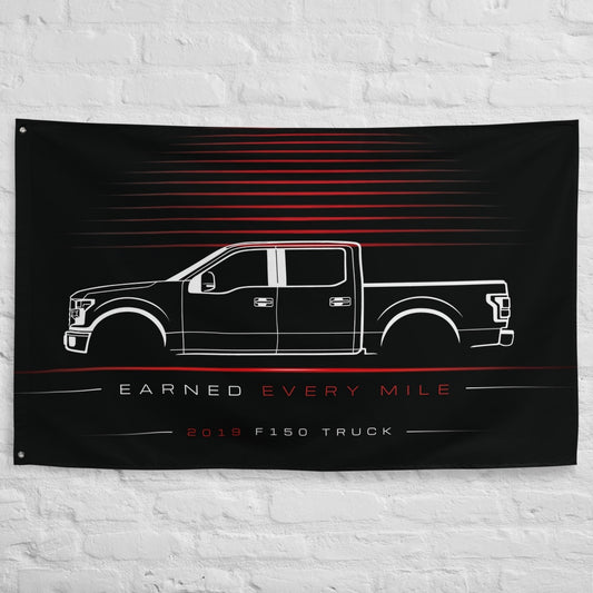 Ford F150 Truck 2019 car silhouette flag - White Brick Wall