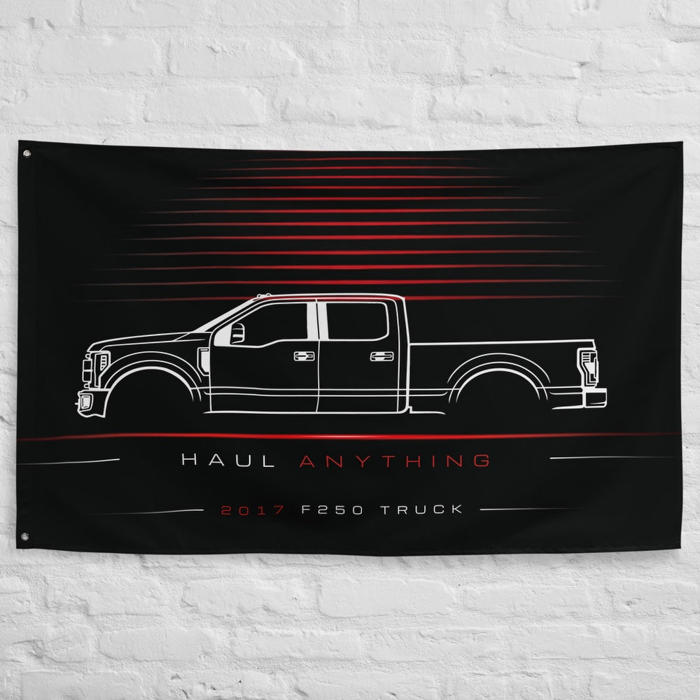 Ford F250 Truck 2017 car silhouette flag - White Brick Wall