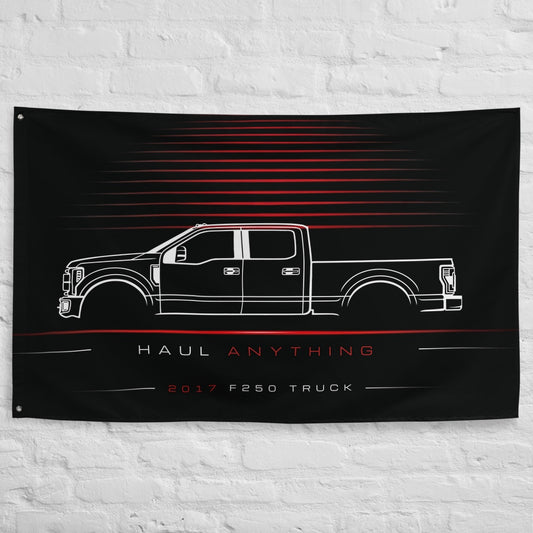 Ford F250 Truck 2017 car silhouette flag - White Brick Wall