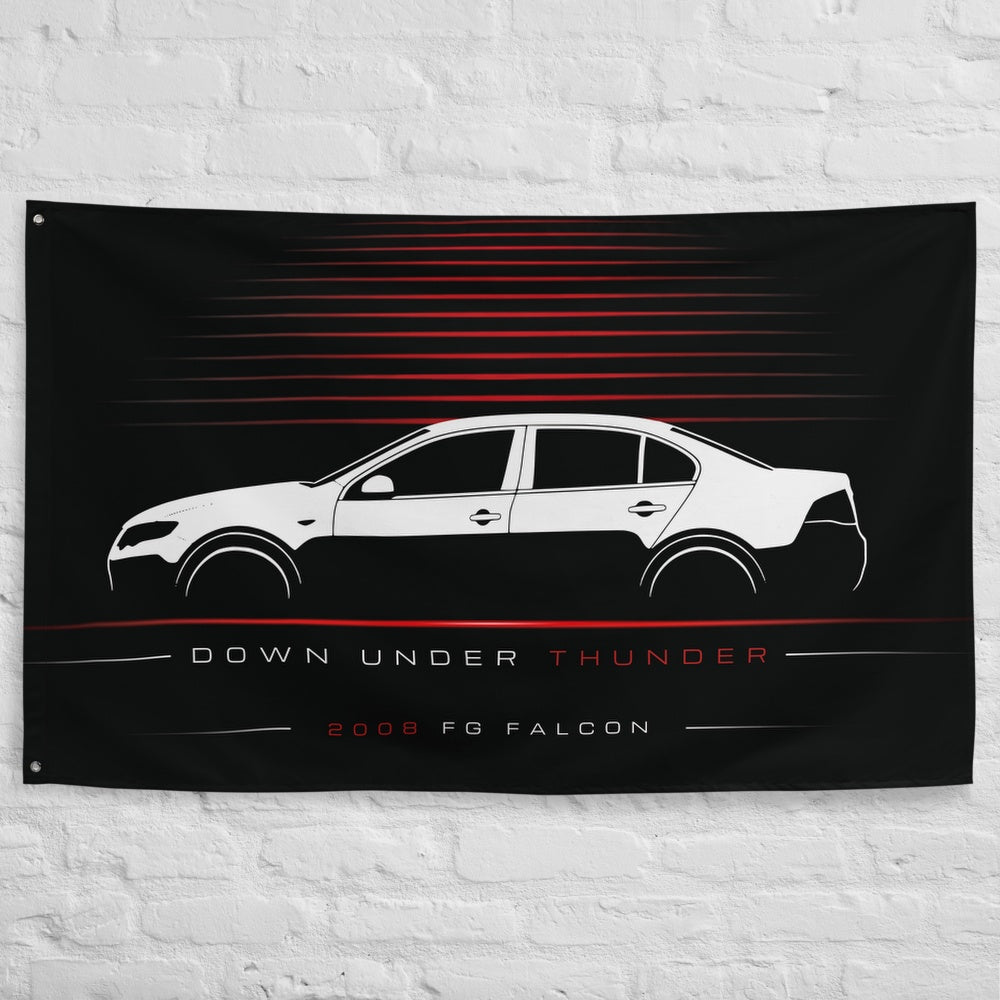 Ford FG Falcon 2008 car silhouette flag - White Brick Wall