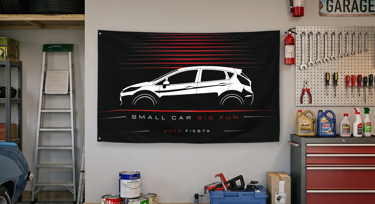 Ford Fiesta 2008 car silhouette flag - Garage Wall