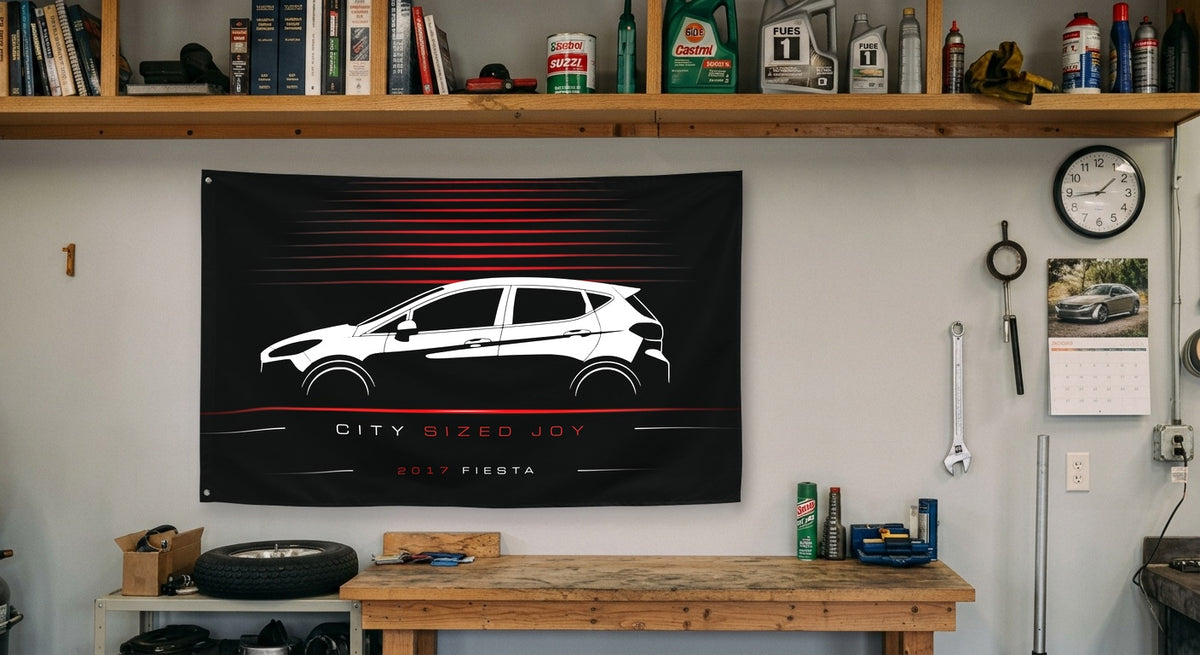 Ford Fiesta 2017 car silhouette flag - Garage Workbench