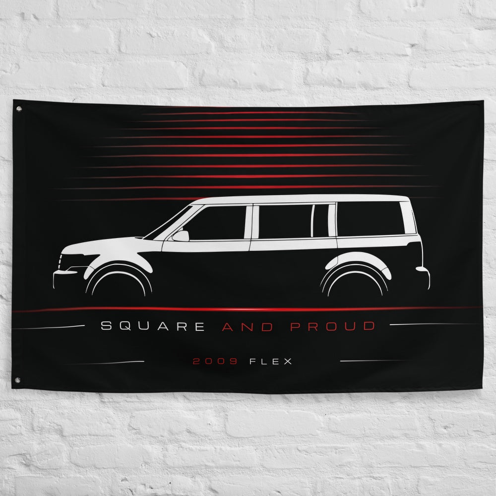 Ford Flex 2009 car silhouette flag - White Brick Wall