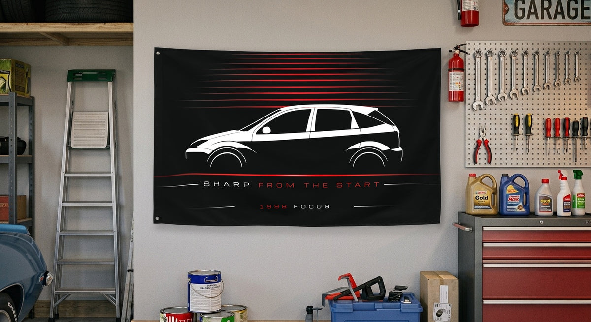 Ford Focus 1998 car silhouette flag - Garage Wall
